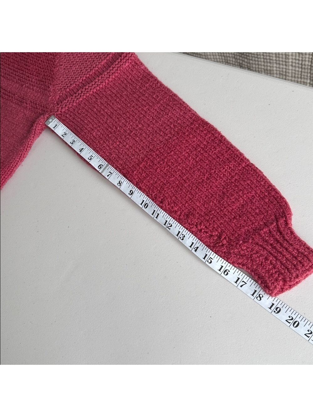 Hand-Knit Wool Sweater Raspberry Pink - Picture 14 of 14